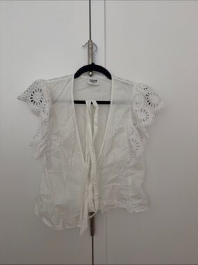 Claudie Pierlot Paris Flutter Sleeve Tie-Front Top